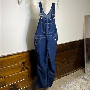 Vintage Sears & Roebucks USA Union Made Dark‎ Wash Blue Denim Overalls- 38x30